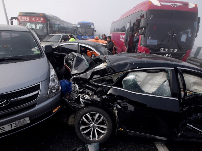 Авария в Южной Корее с участием ста автомобилей авария, дтп, корея, массовое дтп, южная корея