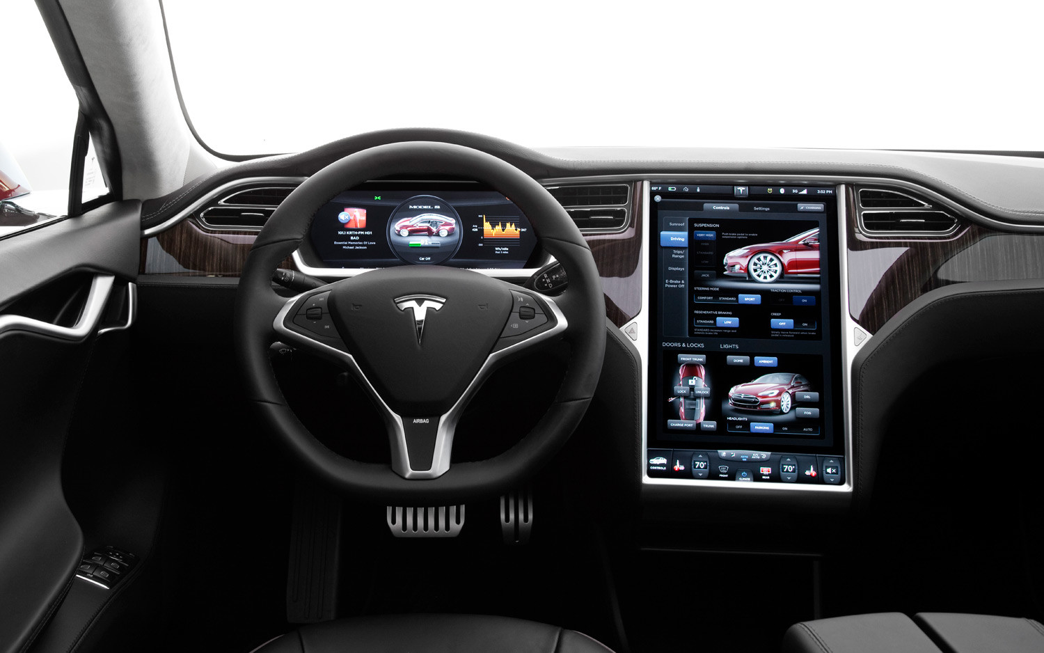 Новые технологии от Tesla Model S Тесла Модел С Консоль салон интерьер Console interior navigation Новые технологии от Tesla