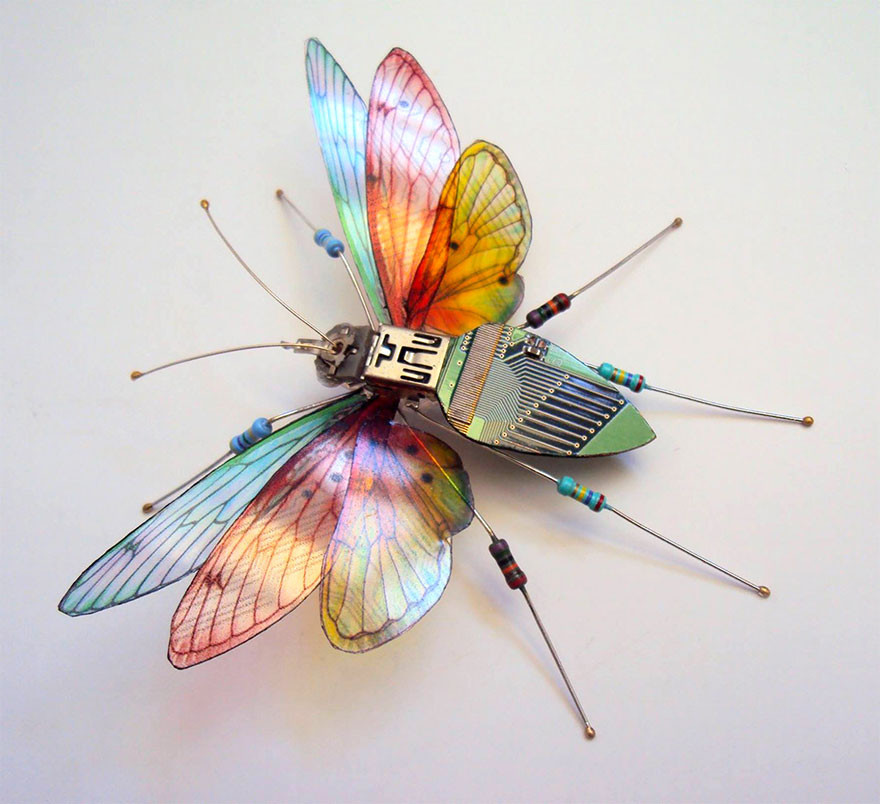 Красота в стиле модерн: крылатые насекомые из старых электросхем art, насекомые, техно
