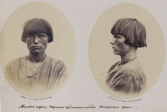 Молодой парень, пермяк Чердынского уезда, Печерского края, 1868 г. люди, пермь, россия