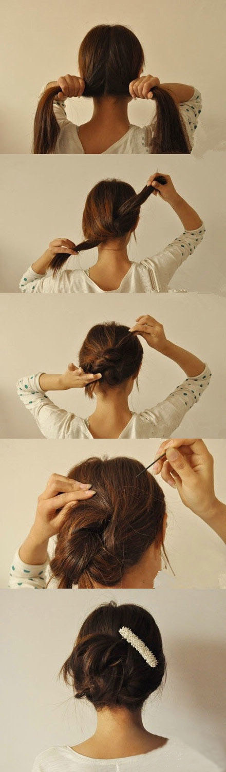 3. Или завяжите волосы в узел и добавьте в пучок немного шпилек красота, лайфхаки, причёски