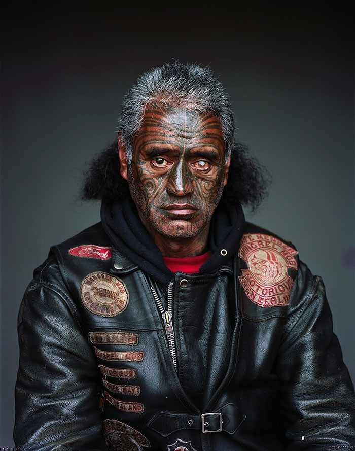 Устрашающие портреты новозеландской банды Mighty Mongrel Mob банда, новая зеландия, портрет