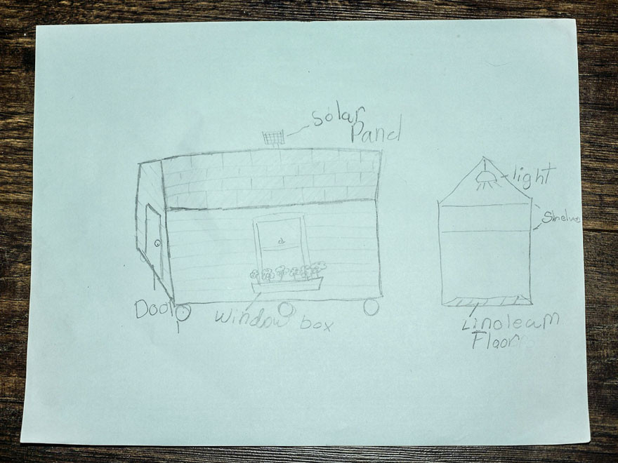 9-летняя девочка строит мальникие домики для бездомных бездомный, девочка, домик, помощь