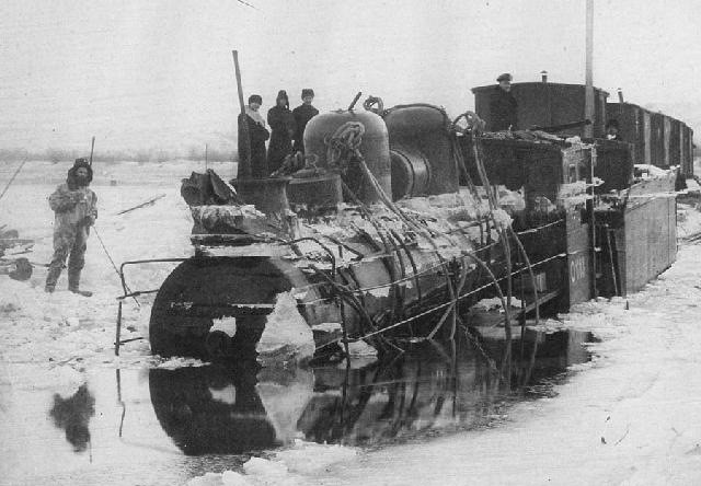 Ушедший под воду паровоз на ледовой переправе через Амур. Хабаровск. 1905г. история, россия