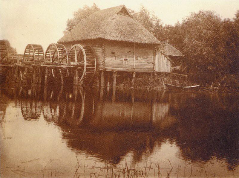 Водяная мельница с тремя колесами 1910г. Река Ворскла. история, россия