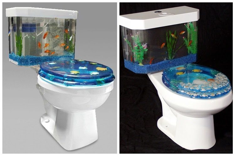 Туалет с аквариумными рыбками в бачке дизайн, креатив, унитаз