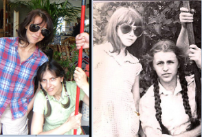 Через 35 лет..Первая фотка сделана у бабушки в гостях, в деревне Михайловка, в Казахстане , в год Московской Олимпиады. Вторая- прошлым летом. Мы с двоюродной сестрой встретились после долгого перерыва. Получили массу удовольствия , когда делали "римейк". Процесс создания важнее, чем результат:мужья и дети суетились вокруг нас, а мы просто от смеха помирали, мы ж не думали, что так изменились за столько лет