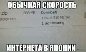 А парень - молния! Нажал скачать файл 888 Мб и успел за 0,3 секунды, что он качался со скоростью 510 Мб/сек достать фотик и сфоткать это чудо)))