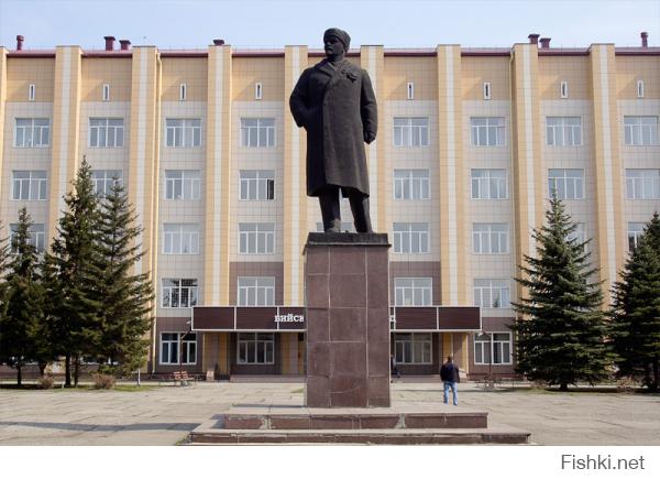 А где наш бийский Ленин, он в своем роде уникален, он в шапке ушанке, таких всего 2 во всей стране.