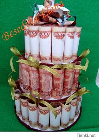 Торт из бумажных денег на день рождения фото