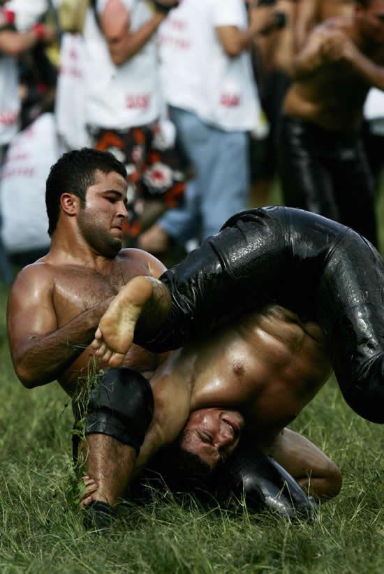 Oil turkish wrestling pants off