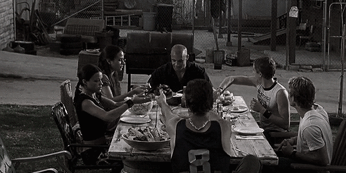 Sitting down at the table for a meal and staying there for hours Sitting down at the table for a meal and staying there for hours