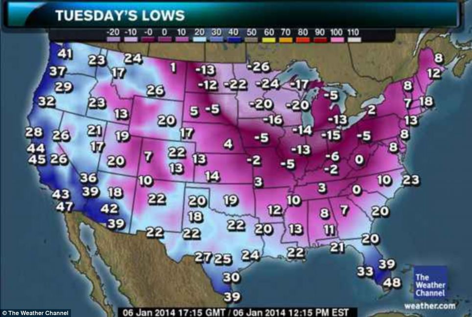 US faces record low temperatures