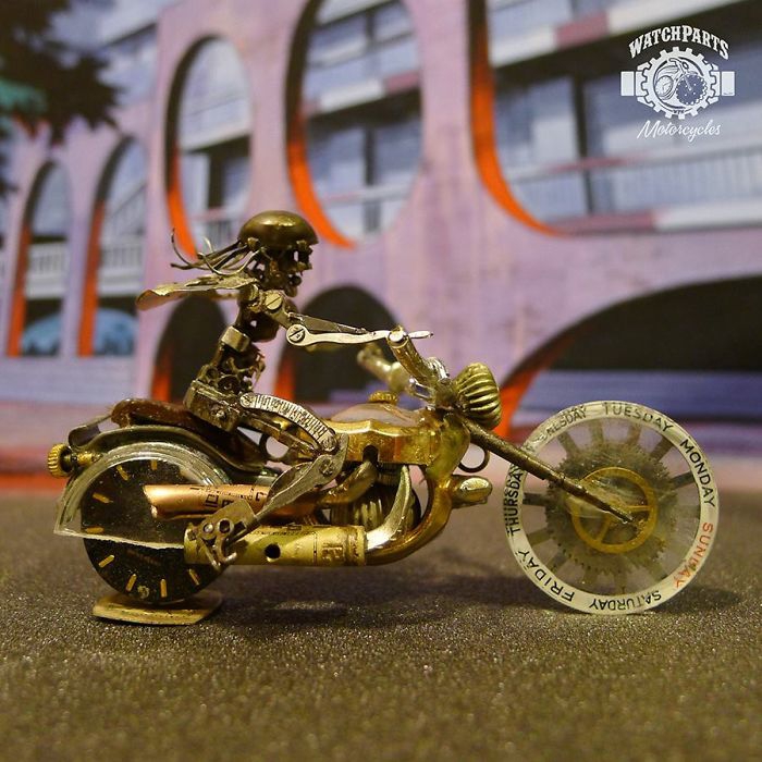 These Guys Made A Motorcycle And Rider Completely Out Of Vintage Watch