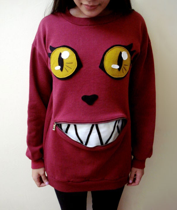 Awesome Zipper-Mouth Cat Sweater