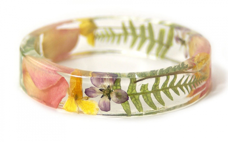 Flowers Frozen In Time Inside Handmade Resin Bracelets