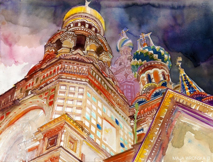Watercolor cities of Maja Wronska