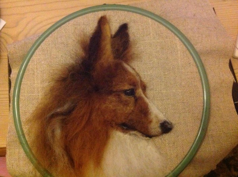 2D needle felted picture of Collie