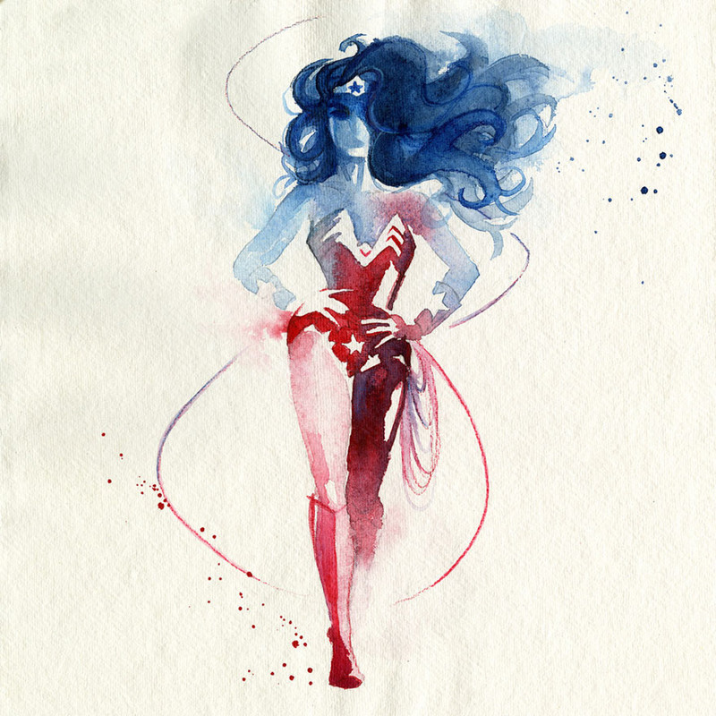 I Watercolor Superheroes With Big Splashes