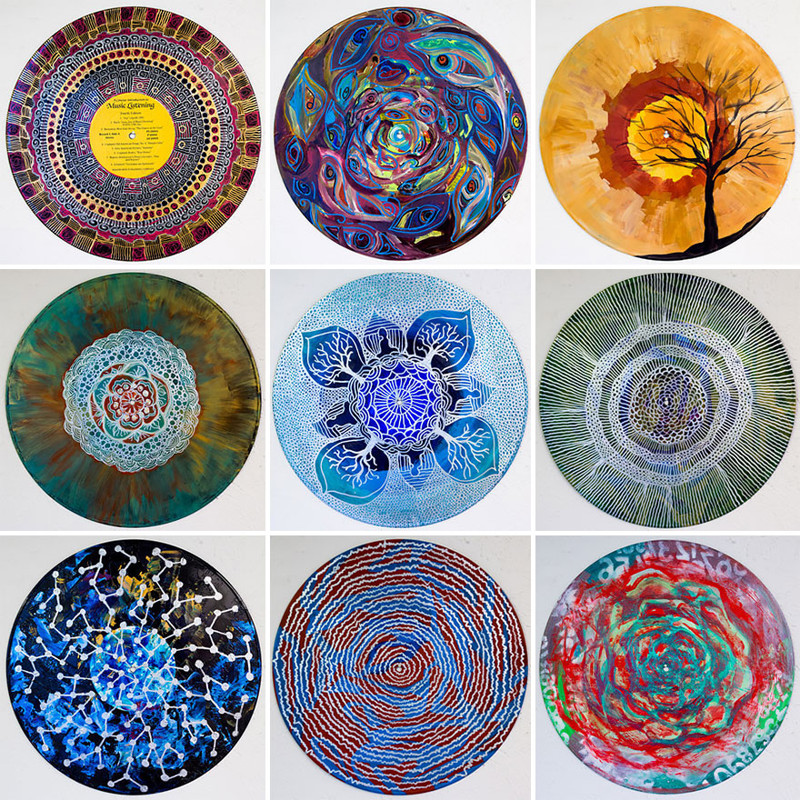 Art Therapist Paints Mandalas On Vinyl Records