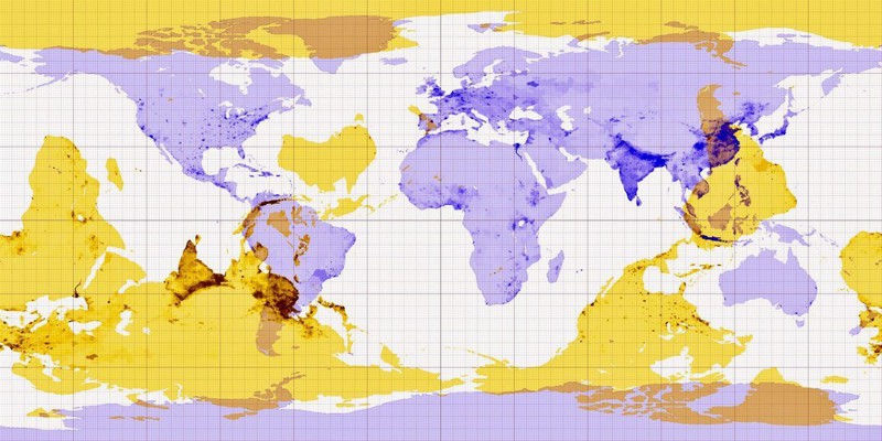 A map showing where you’d end up if you dug straight down to the other side of the Earth.