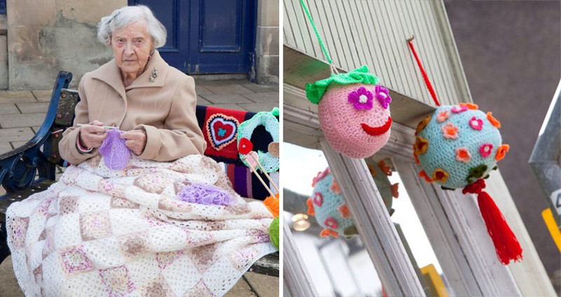 104-Year-Old Street Artist Yarn-Bombs Her Town