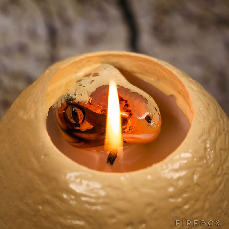 Dinosaur Egg Candle That “Hatches” A Baby Raptor When It Melts