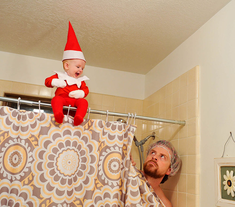 Utah’s dad-of-six decided to transform his 4-month-old baby boy into an elf on the shelf