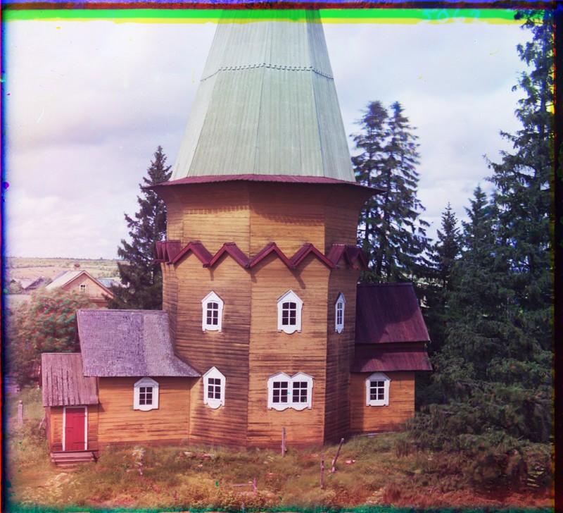 Wooden Church of the Transfiguration of Our Lord. The village of Pidma. [Russian Empire] (1909)