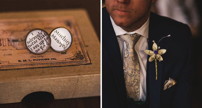 And the groom had his own magical Harry-Potter accessories