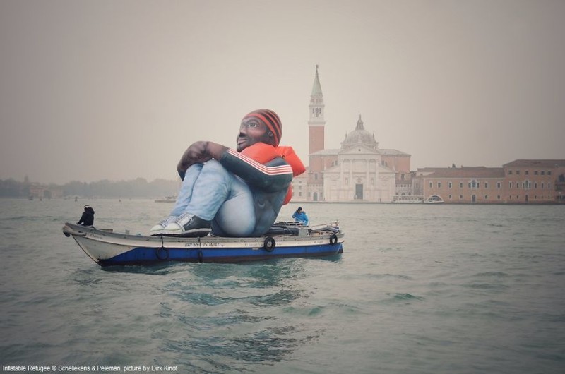 Inflatable Refugee in Venice, Italy