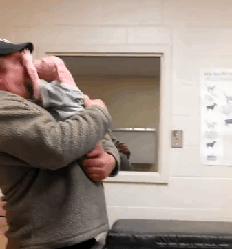 Upon Wagner’s return to the hospital, the pup was so happy to see his hero that he jumped right into his arms and started kissing him Upon Wagner’s return to the hospital, the pup was so happy to see his hero that he jumped right into his arms and started kissing him