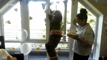 So a fireman climbed through her third floor window and presented her with a birthday cake! So a fireman climbed through her third floor window and presented her with a birthday cake!