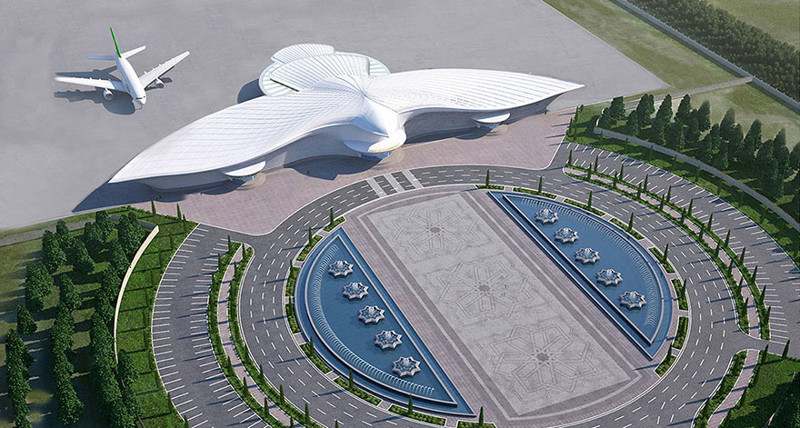 Turkmenistan Opens $2.3 Billion Falcon-Shaped Airport