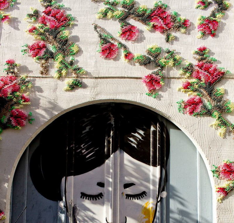 Cross-Stitch Street Art In Spain by Raquel Rodrigo