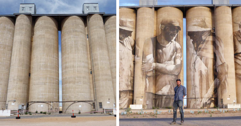 Street Artist Turns A Town Of 100 People Into Tourist Attraction By Painting Mural On Old 30m Silos