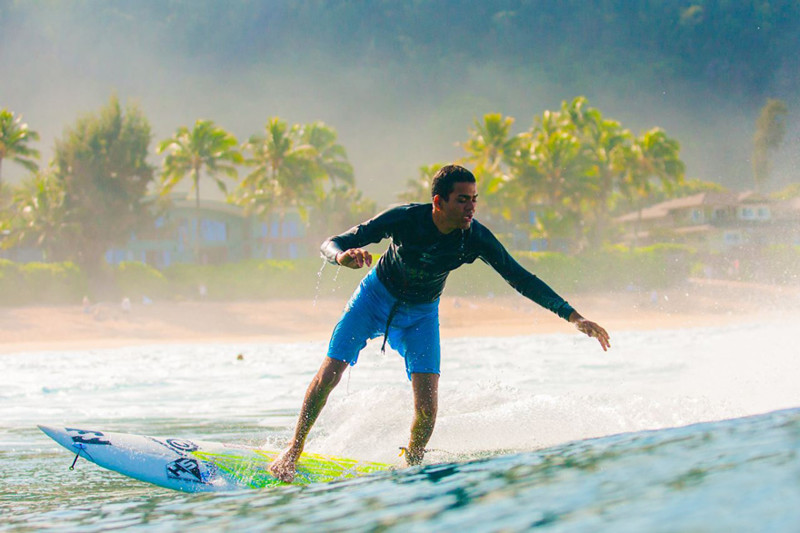 Even before Derek was born, his father dreamed that he would become a surfer