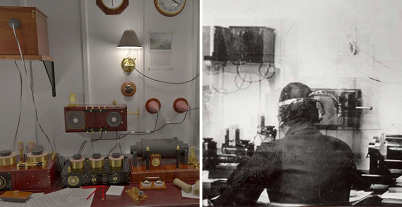 Marconi room, where “state of the art” technology allowed passengers to send messages