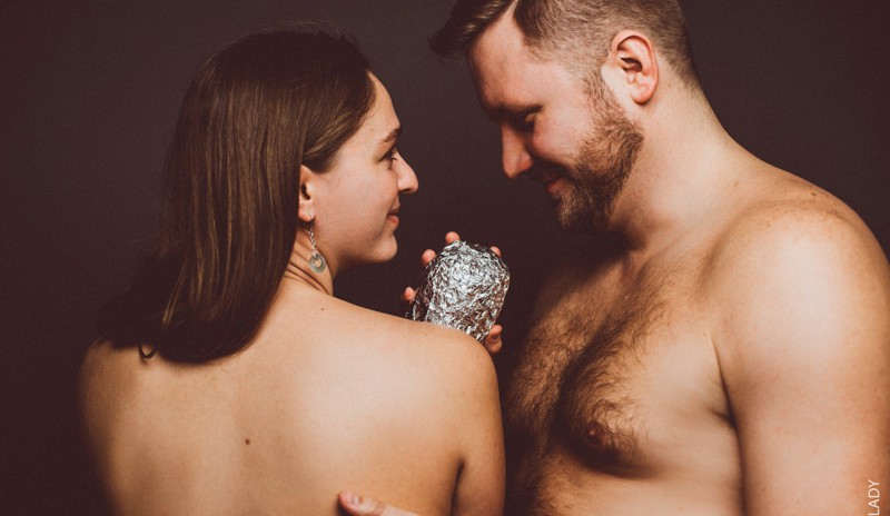 Couple Parodies Baby Photos By Posing With Their Delicious New Burrito
