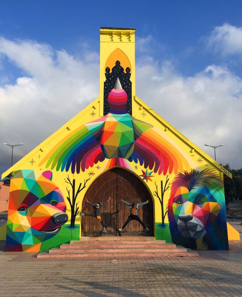 Street Artist Transforms Abandoned Church In Morocco With Brilliantly Bright Graffiti
