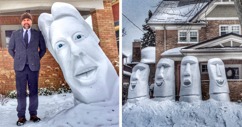 7-Feet Tall Snow Sculptures 