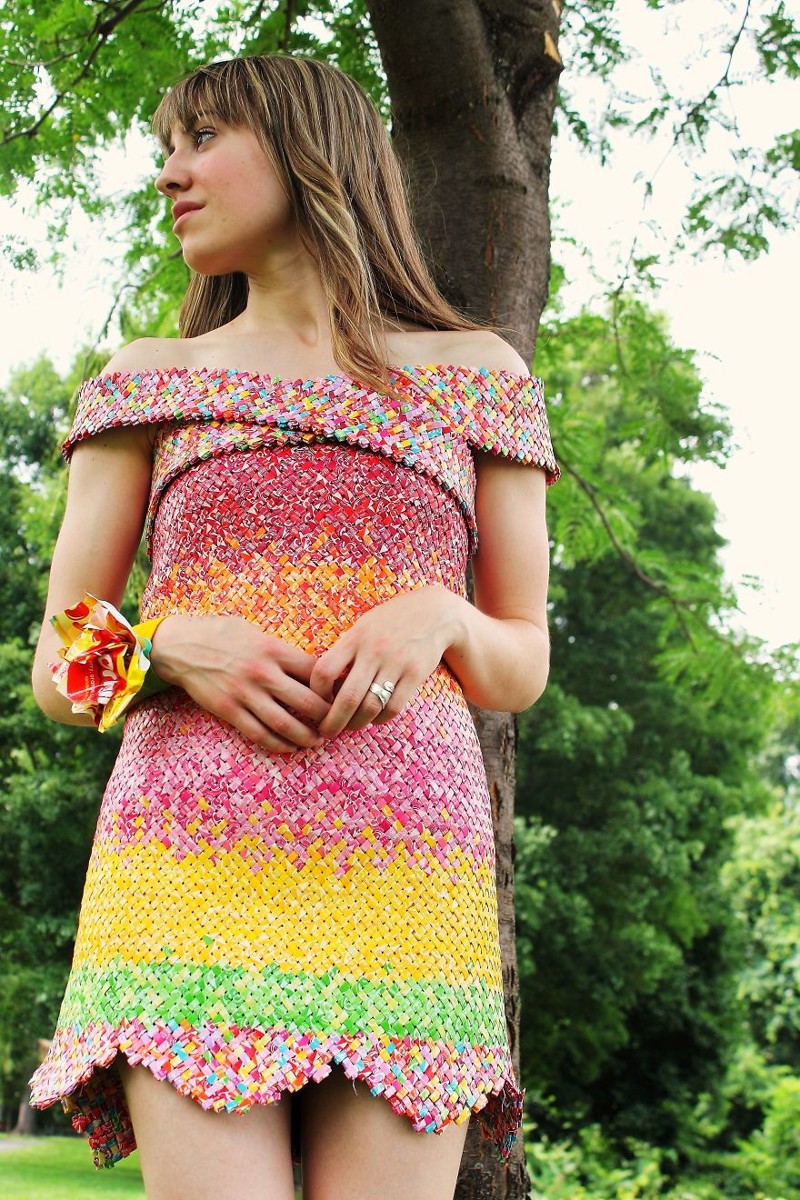 I’ve been saving Starburst wrappers for 4 years to create this dress