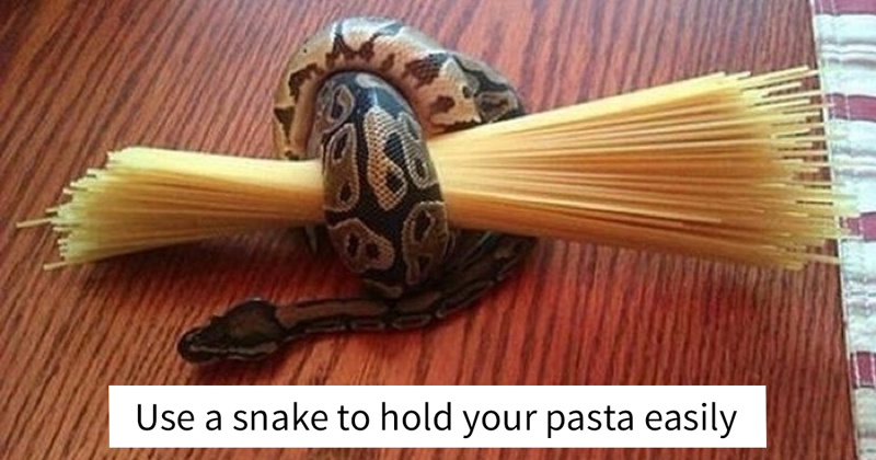 #1 Use A Snake To Hold Your Pasta Easily