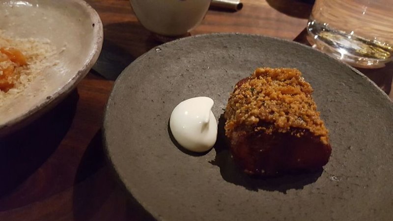 “Second preparation was pumpkin hung over their in-house fire and slow roasted for like 8 hours with a buttermilk cream. Caramelisation was incredible”