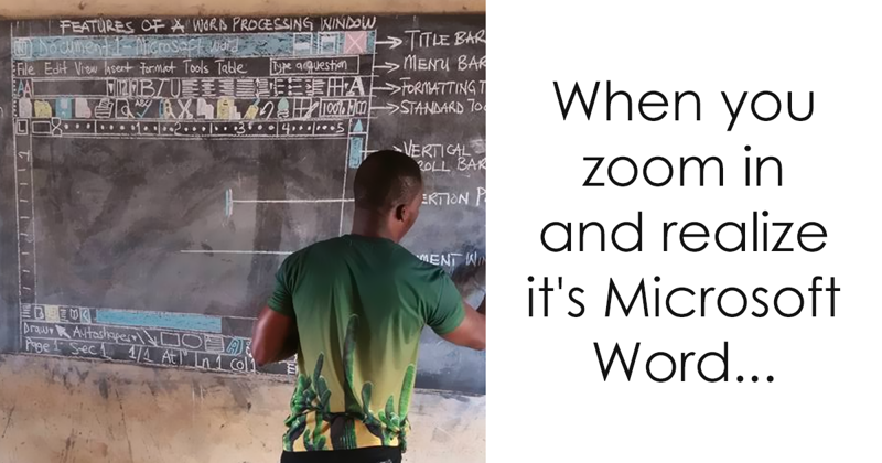 Teacher In Ghana Teaches ‘MS Word’ On Chalkboard