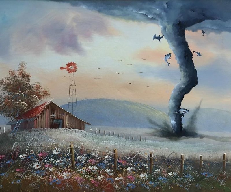 This Guy Continues To Paint Pop-Culture Characters Into Old Thrift-Store Paintings