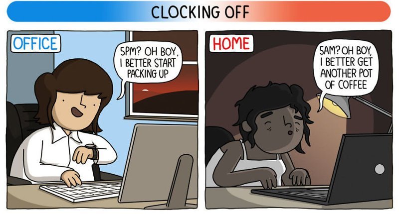 The Differences Of Working From Home Vs Working At An Office Hilariously Explained In 8 Comics