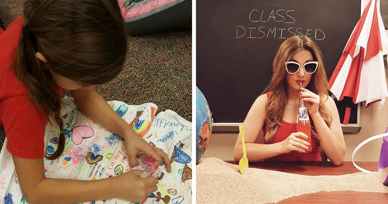 This Modern School Teacher Asks Her Students Draw On Her Dress, And The Result Is Adorable