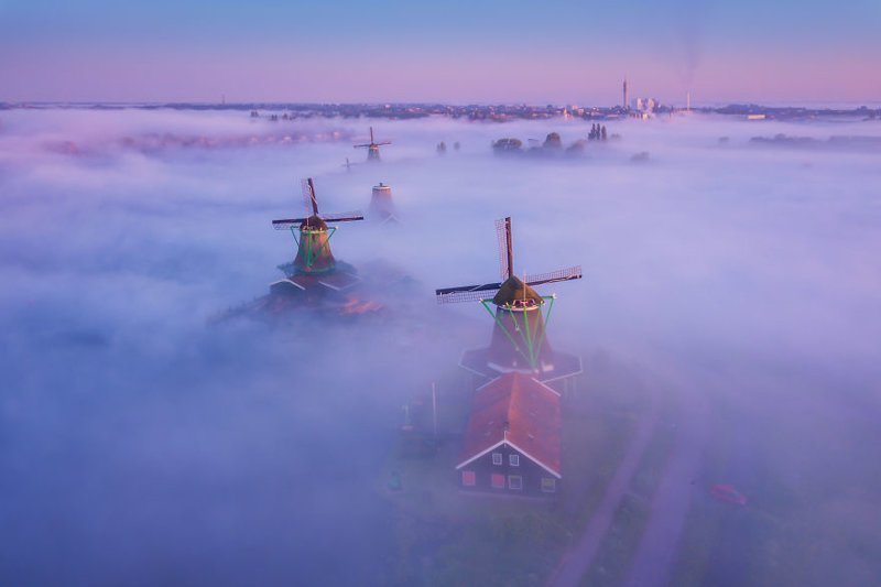 #2 Thick Fog Covering The Ground With The Windmills Sticking Out. An Unreal Sight