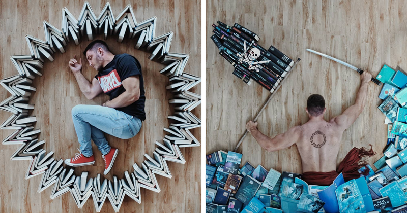 Book-Loving Guy Turns His Massive Library Into Art And His 120k Instagram Followers Approve
